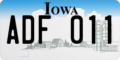 IA license plate ADF011