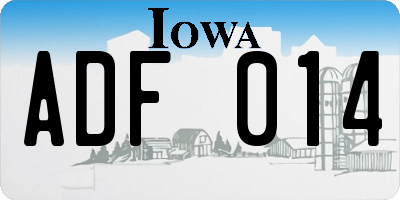 IA license plate ADF014
