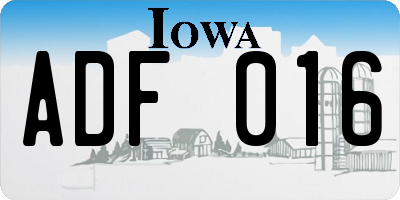 IA license plate ADF016