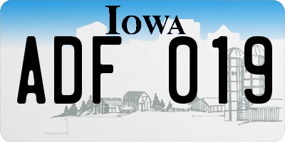 IA license plate ADF019