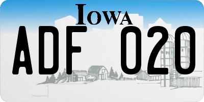 IA license plate ADF020