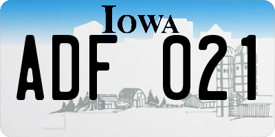 IA license plate ADF021