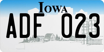 IA license plate ADF023