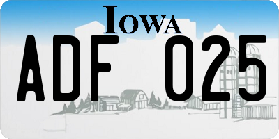 IA license plate ADF025