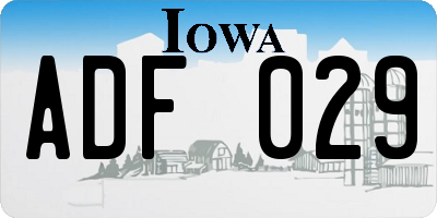 IA license plate ADF029