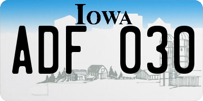 IA license plate ADF030