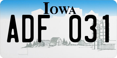 IA license plate ADF031