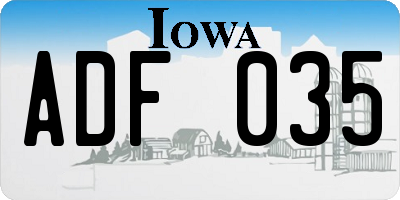 IA license plate ADF035