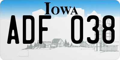 IA license plate ADF038