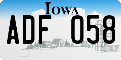IA license plate ADF058