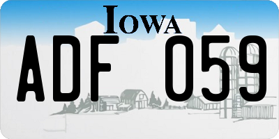 IA license plate ADF059