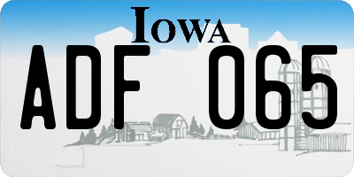 IA license plate ADF065
