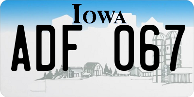 IA license plate ADF067