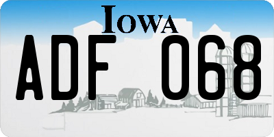 IA license plate ADF068