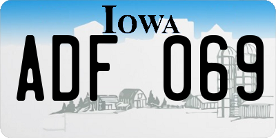 IA license plate ADF069