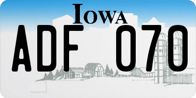 IA license plate ADF070
