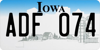 IA license plate ADF074