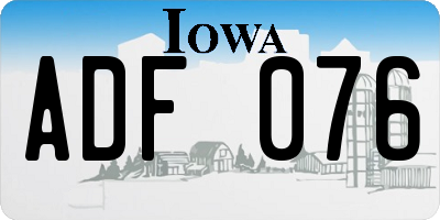 IA license plate ADF076