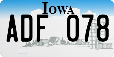 IA license plate ADF078