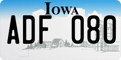 IA license plate ADF080