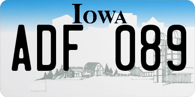 IA license plate ADF089