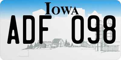 IA license plate ADF098