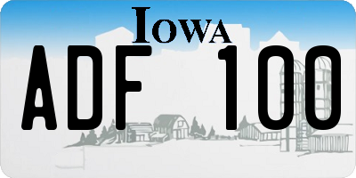 IA license plate ADF100