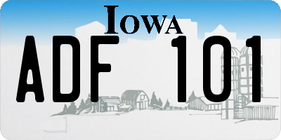 IA license plate ADF101