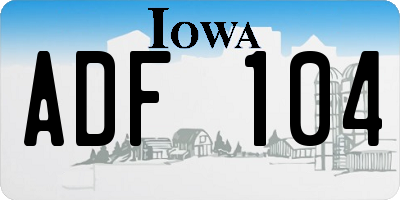 IA license plate ADF104