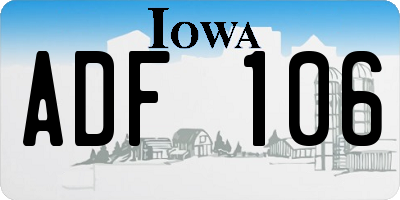 IA license plate ADF106