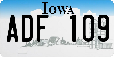 IA license plate ADF109