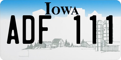 IA license plate ADF111