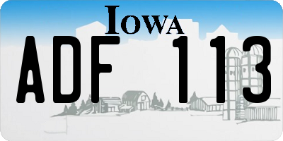 IA license plate ADF113
