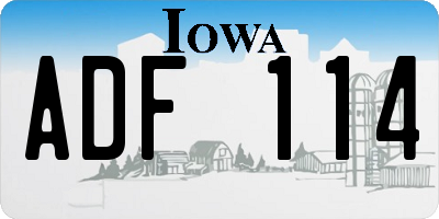 IA license plate ADF114