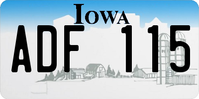 IA license plate ADF115