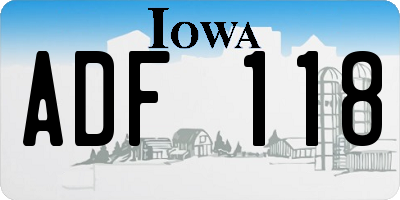 IA license plate ADF118