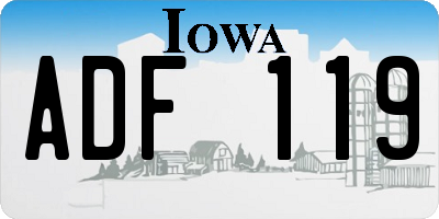 IA license plate ADF119