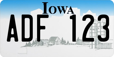 IA license plate ADF123