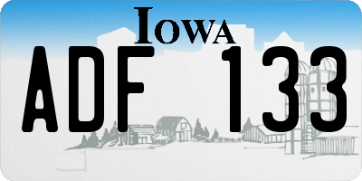 IA license plate ADF133