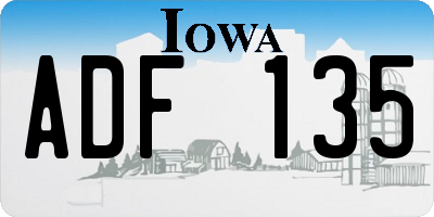 IA license plate ADF135
