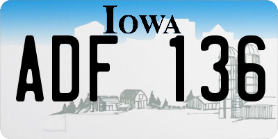IA license plate ADF136