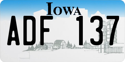 IA license plate ADF137
