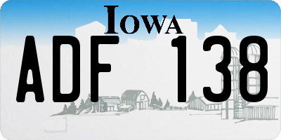 IA license plate ADF138