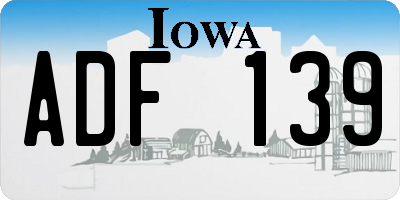 IA license plate ADF139
