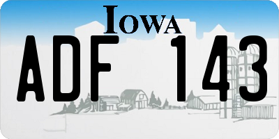 IA license plate ADF143