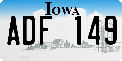 IA license plate ADF149