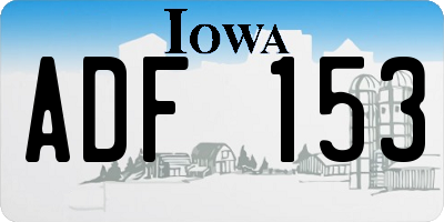 IA license plate ADF153