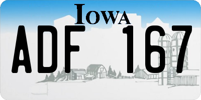 IA license plate ADF167