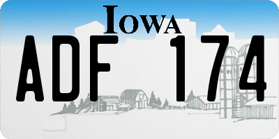 IA license plate ADF174