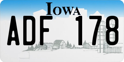 IA license plate ADF178